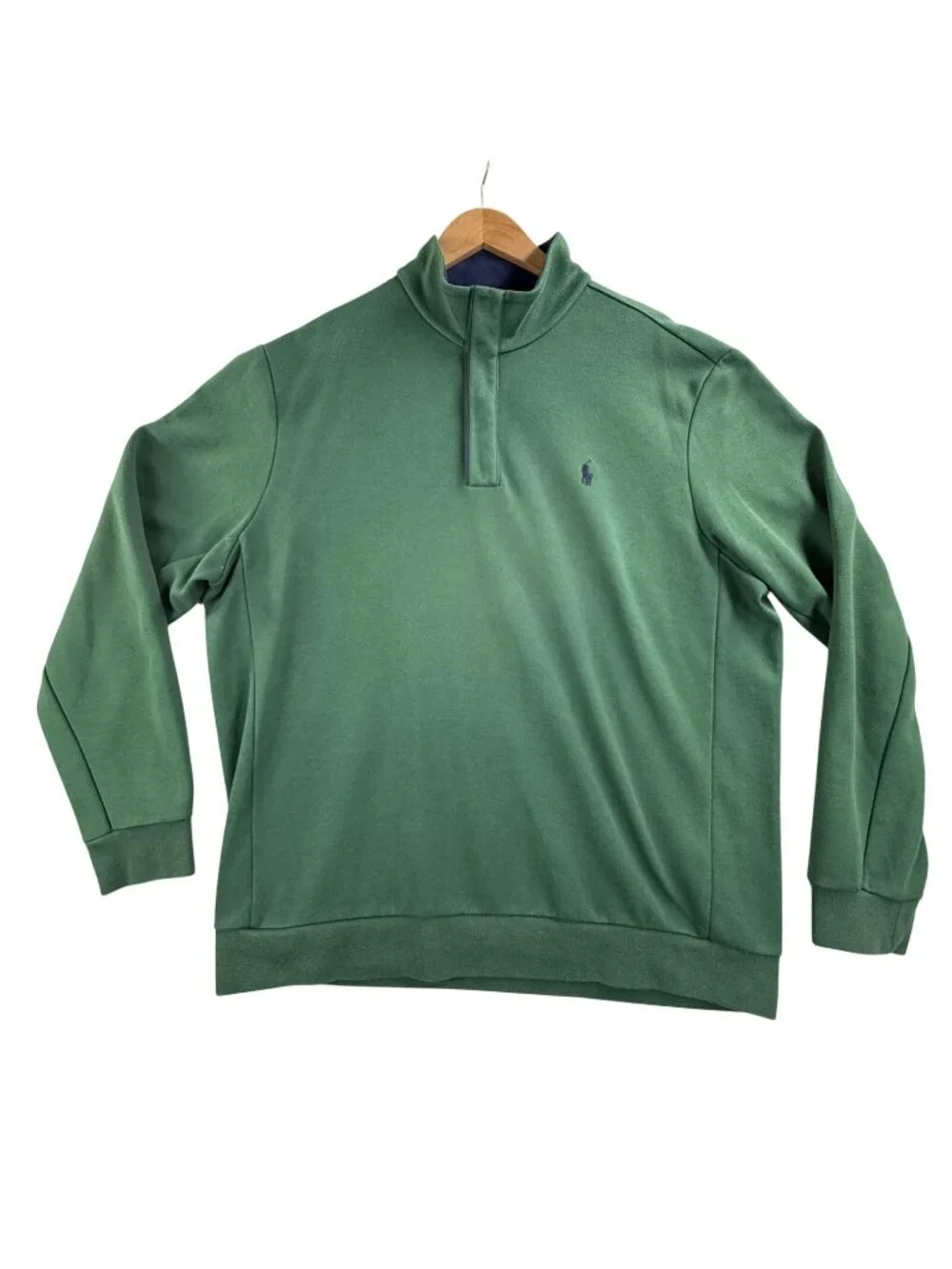 Polo Ralph Lauren Sweatshirt Mens XL Green Snap Mock Neck Fleece Pullover Logo